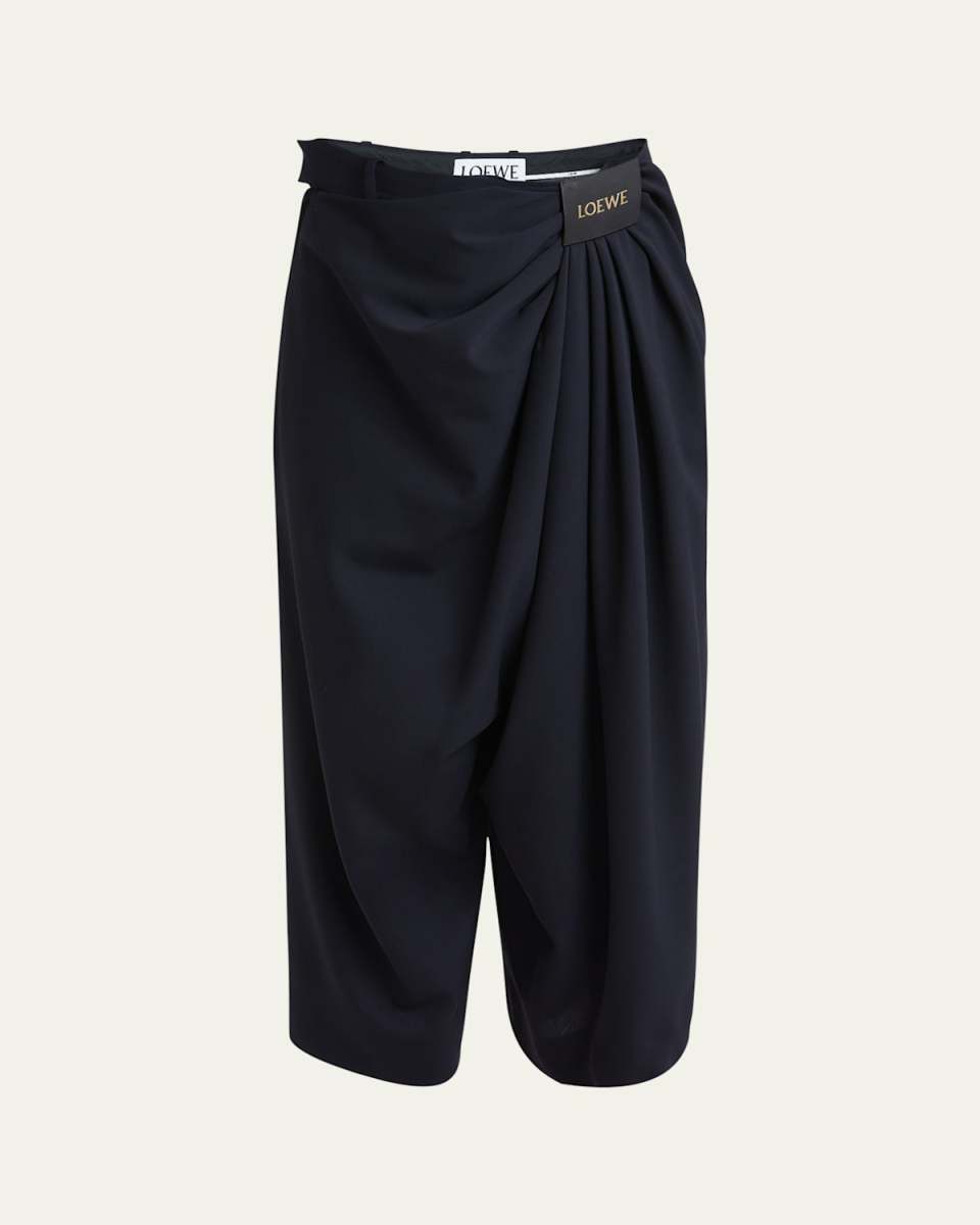 Cropped Draped Wool Trousers
